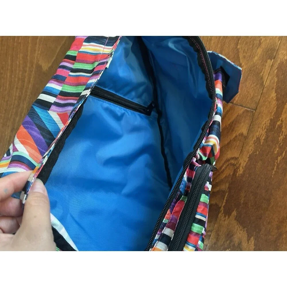 KAVU RAINBOW‎ Sling Bag Vibrant! Striped Candy Large Pockets Zip Clean Purse
